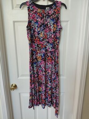 Floral Sleeveless Midi Dress - Black Multi